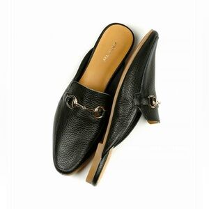 All Black LL Black Leather Slides